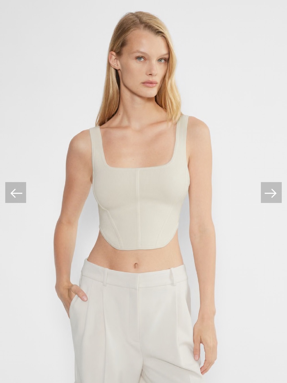 Babaton Sculpted Square-Neck Crop Top in Light Cream